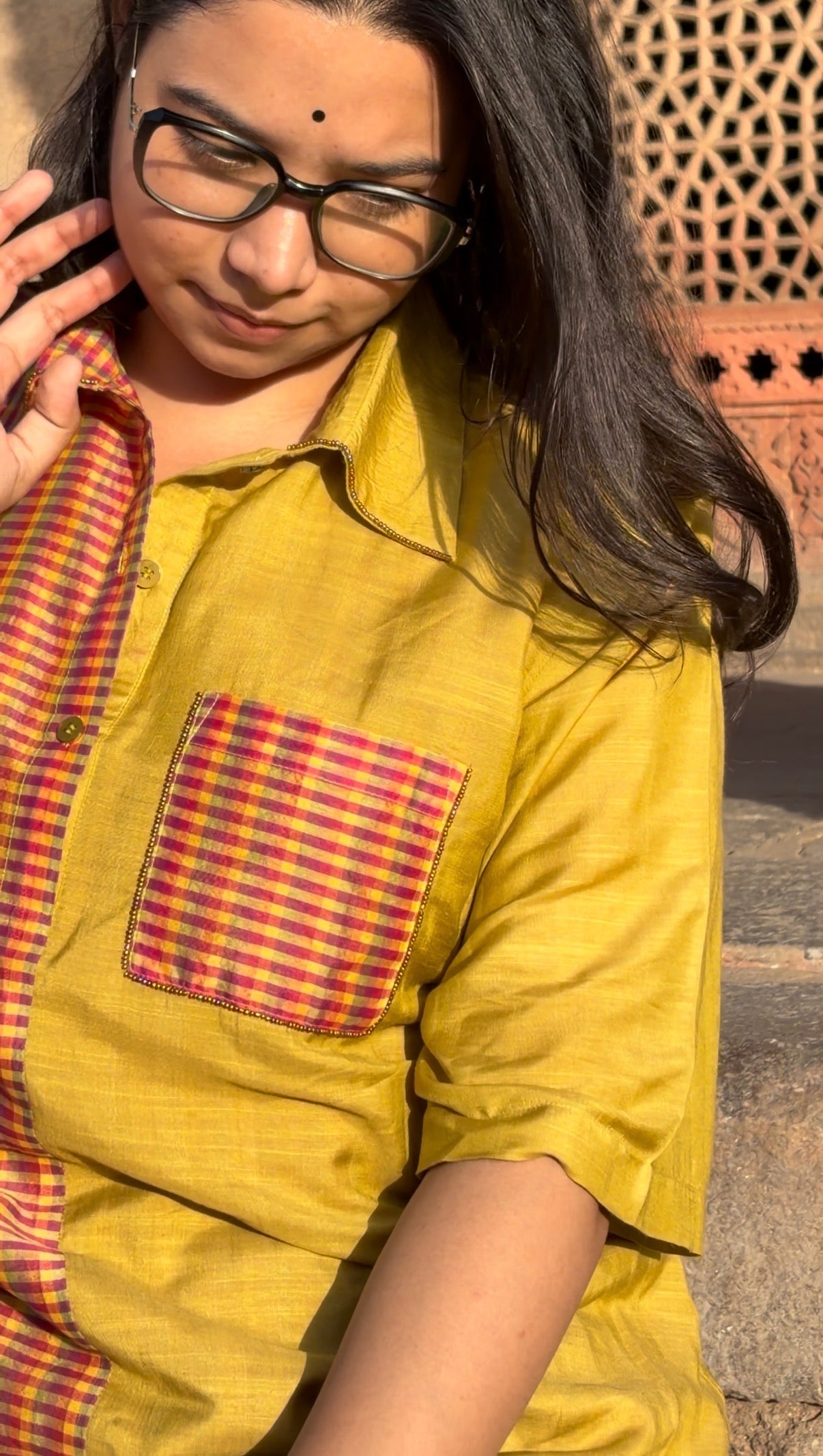 PEELI DHOOP CHANDERI DUAL TONED SHIRT KURTA WITH PANTS