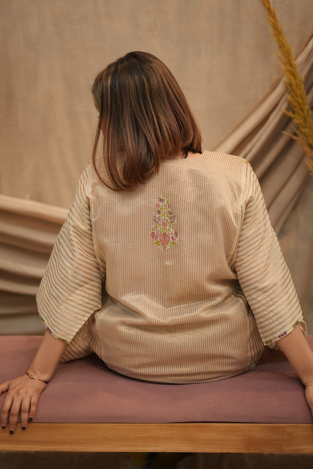 Noor-e-Paisley Chanderi Silk Kaftan Set for Women