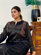 Astra Black Mashru Kurta Set for Women