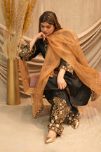 Mehar-e-Shaam Mashru Silk with Organza Dupatta