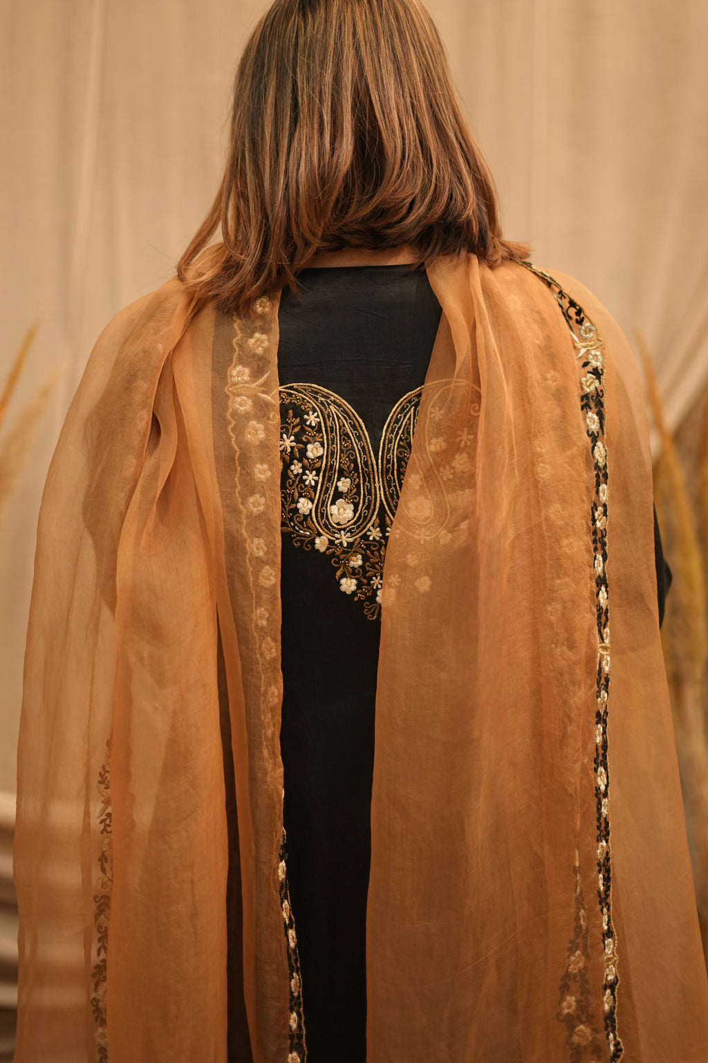 Mehar-e-Shaam Mashru Silk with Organza Dupatta