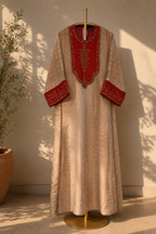 RUHAANI Hand-Embroidered Crushed Chanderi Tissue Long Dress