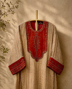 RUHAANI Hand-Embroidered Crushed Chanderi Tissue Long Dress