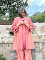 PANKHURI MUL COTTON TUNIC AND CRUSHED TISSUE PANTS