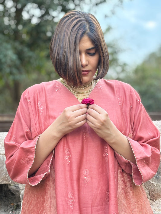 PANKHURI MUL COTTON TUNIC AND CRUSHED TISSUE PANTS