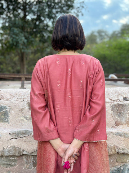 PANKHURI MUL COTTON TUNIC AND CRUSHED TISSUE PANTS