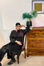 Astra Black Mashru Kurta Set for Women