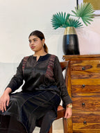 Astra Black Mashru Kurta Set for Women