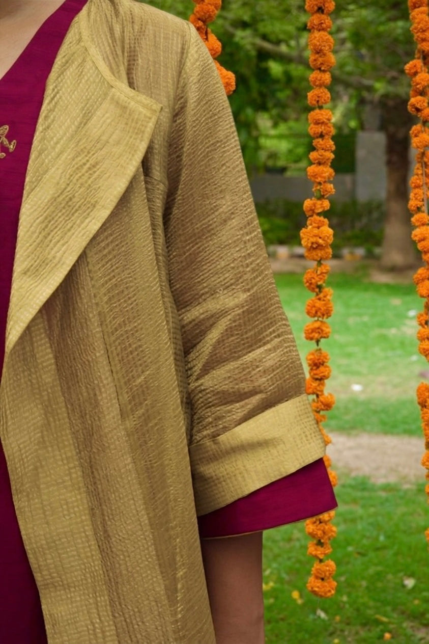 Vasantika Hand-Embroidered Kurta, Pants and Jacket set - Indian Summer