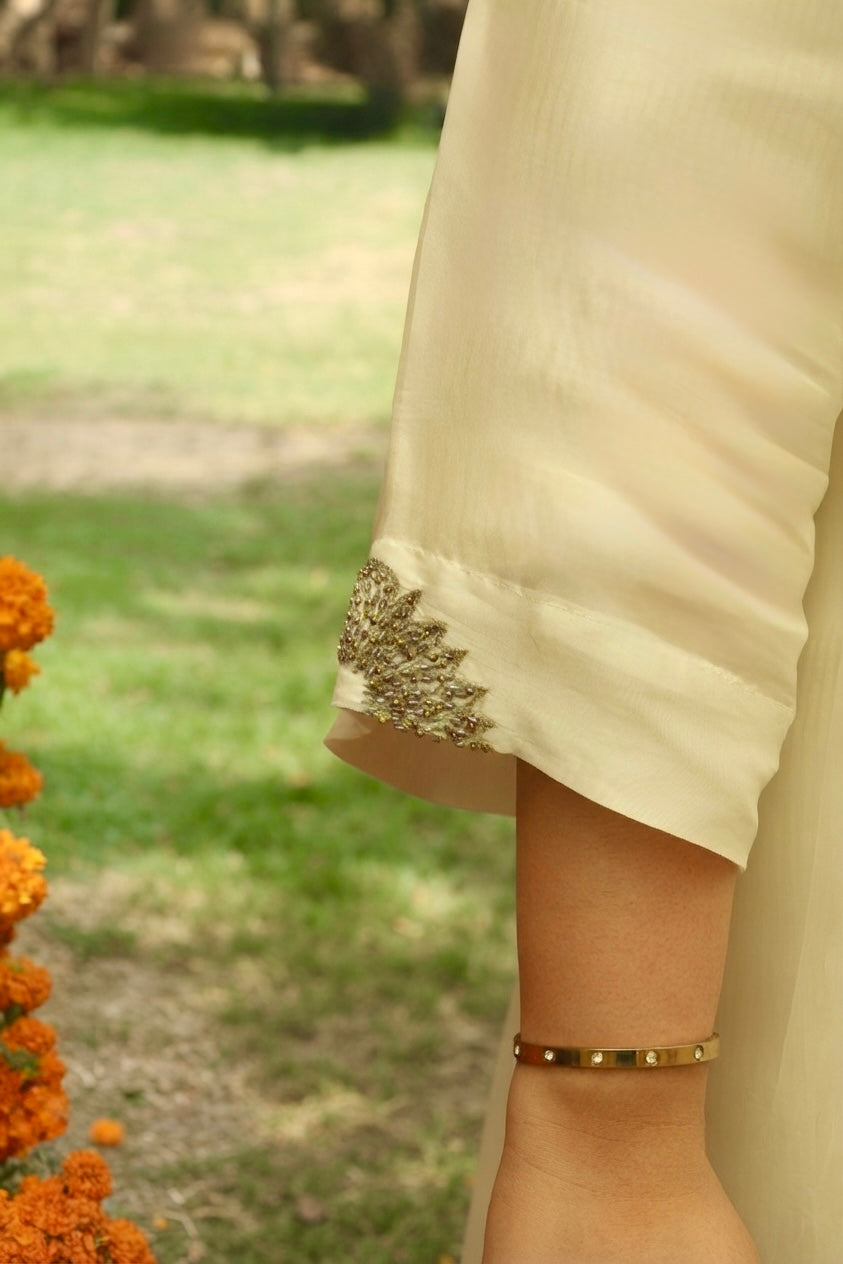 Vrinda Mehfil Stripped Tissue Kurta nand Pants with Overlay Kurta - Indian Summer