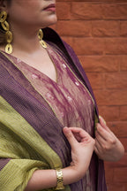 ANTARA Hand-Embroidered Pure Tissue Kurta, Pants and Dupatta Set