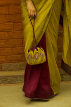 Neelambari Silk Pistachio and Purple Saree