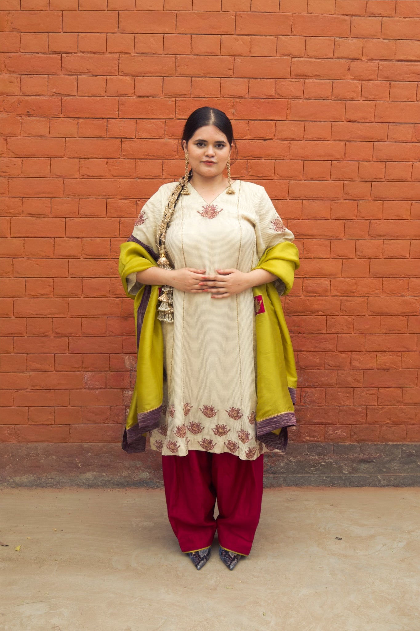 Mrigakshi Hand-Embroidered Kurta, Pants and Dupatta set