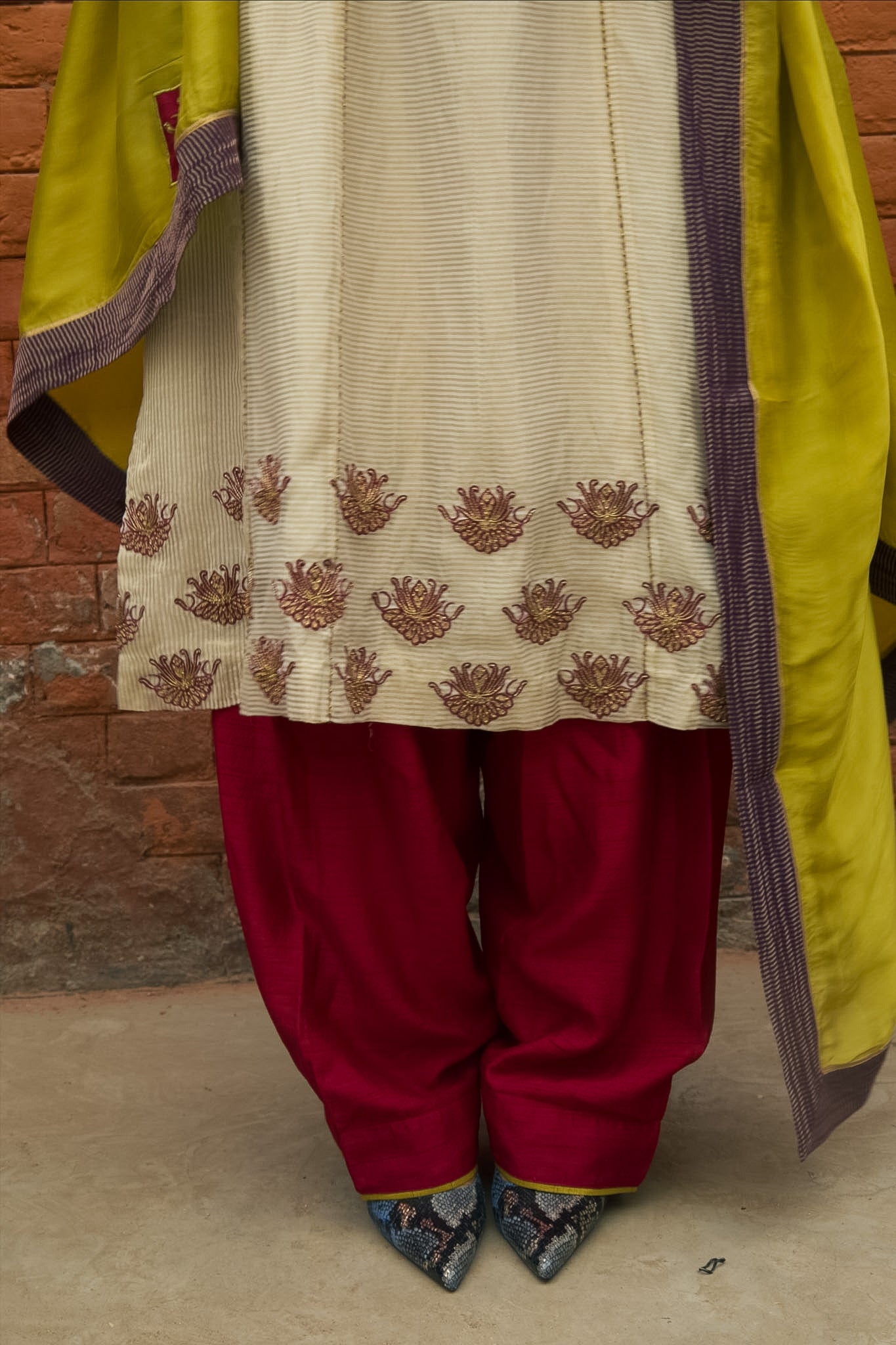 Mrigakshi Hand-Embroidered Kurta, Pants and Dupatta set