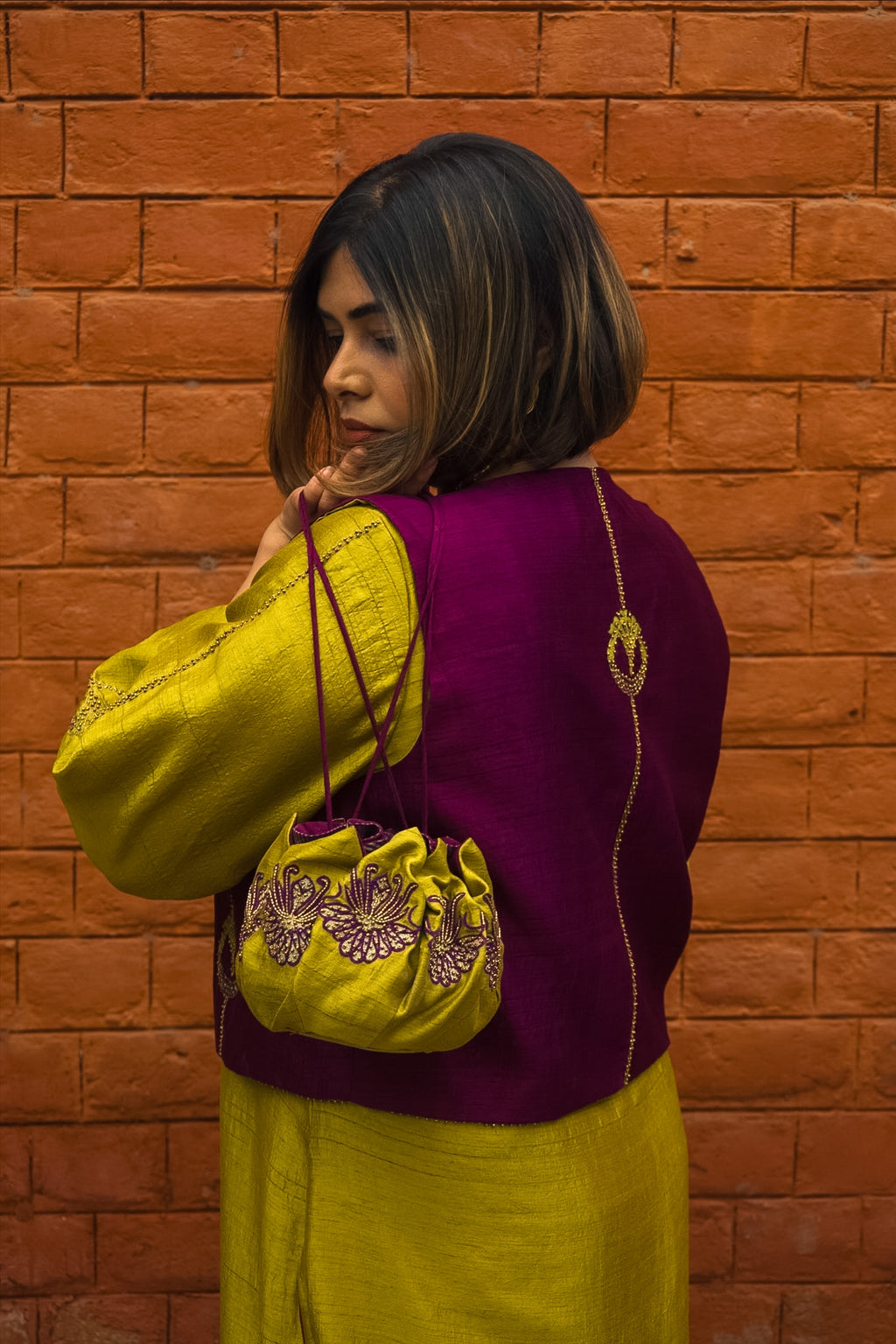 Mrinal Hand-Embroidered Kurta, Pants and Jacket set
