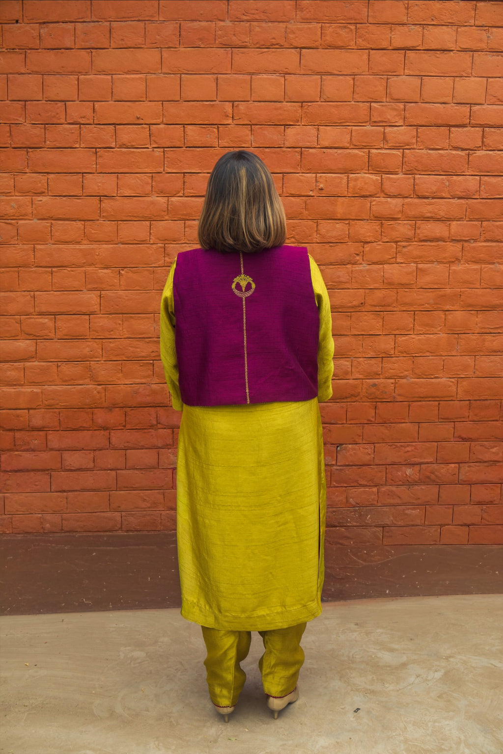 Mrinal Hand-Embroidered Kurta, Pants and Jacket set