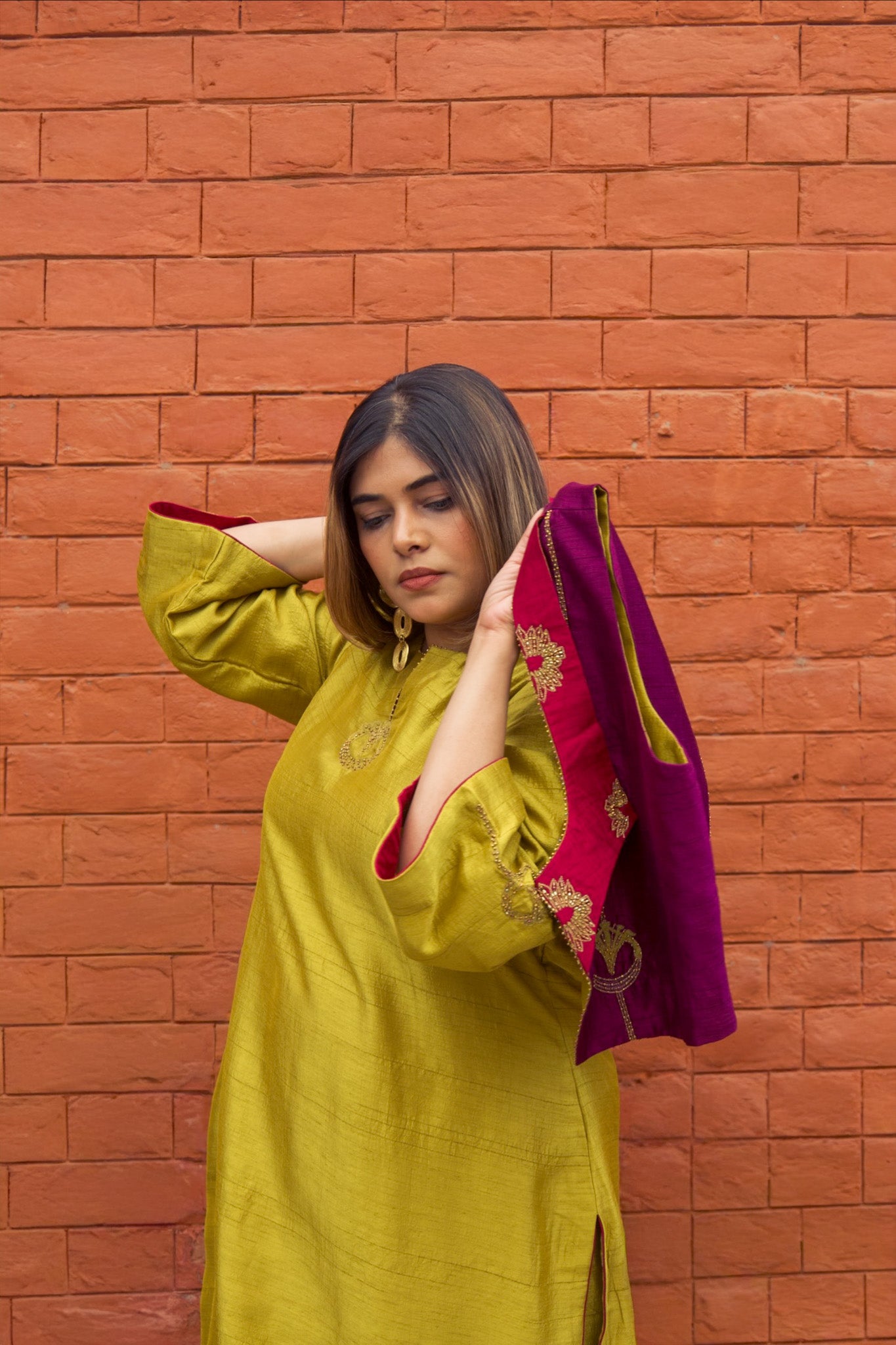 Mrinal Hand-Embroidered Kurta, Pants and Jacket set