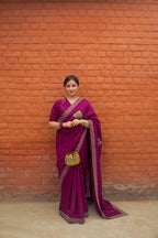 Neerja Silk blend Purple Saree
