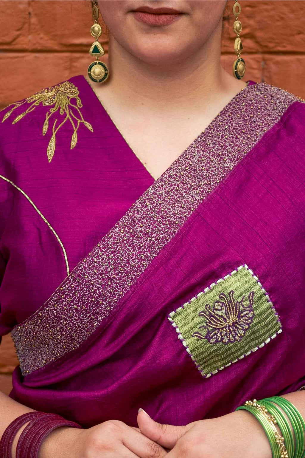 Neerja Silk blend Purple Saree