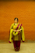Harini Hand-Embroidered Kurta, Pants and Dupatta set - Kurta Set - Chanderi - Styled with Accessories - Chidiyaa