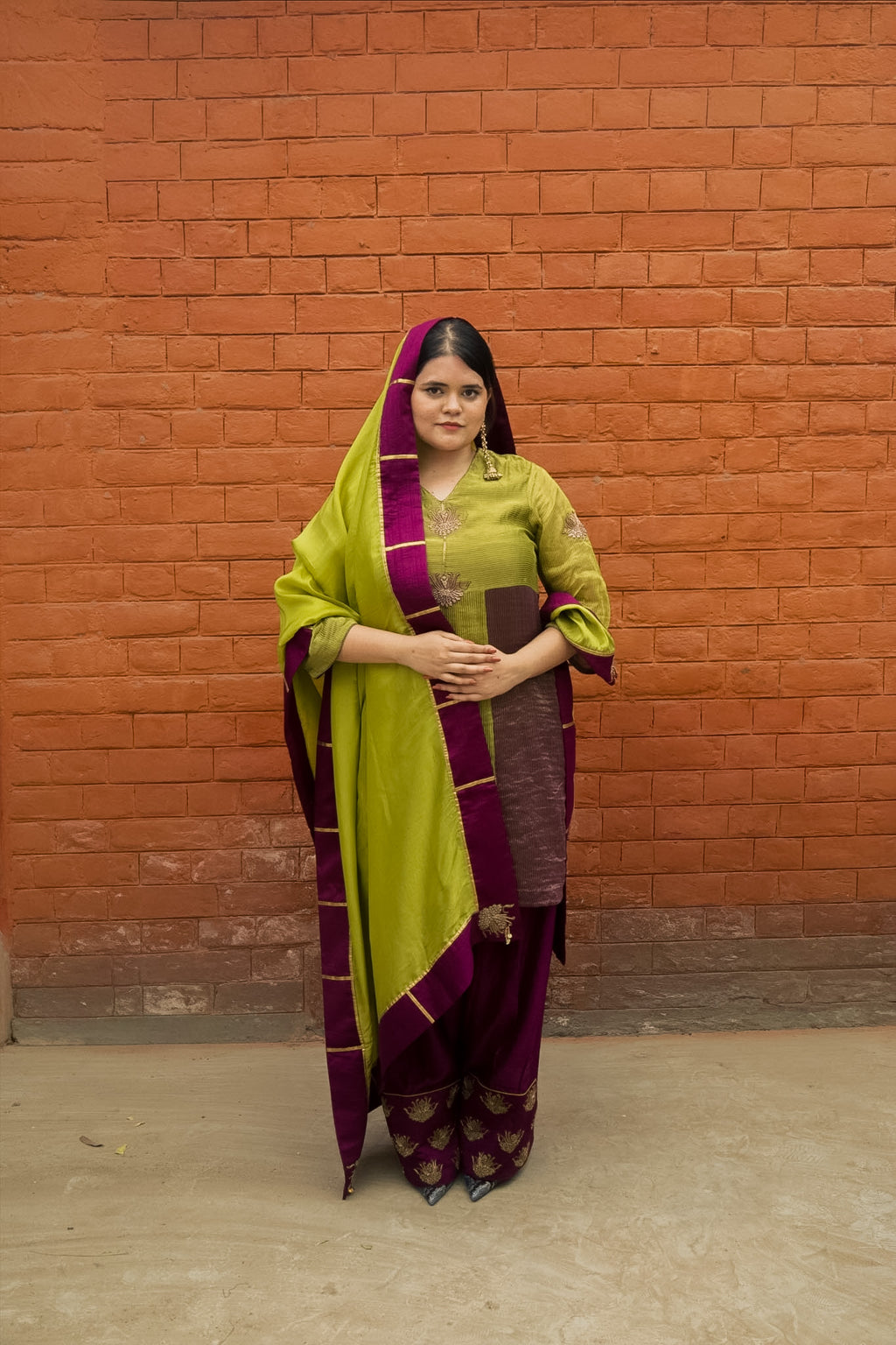 Harini Hand-Embroidered Kurta, Pants and Dupatta set