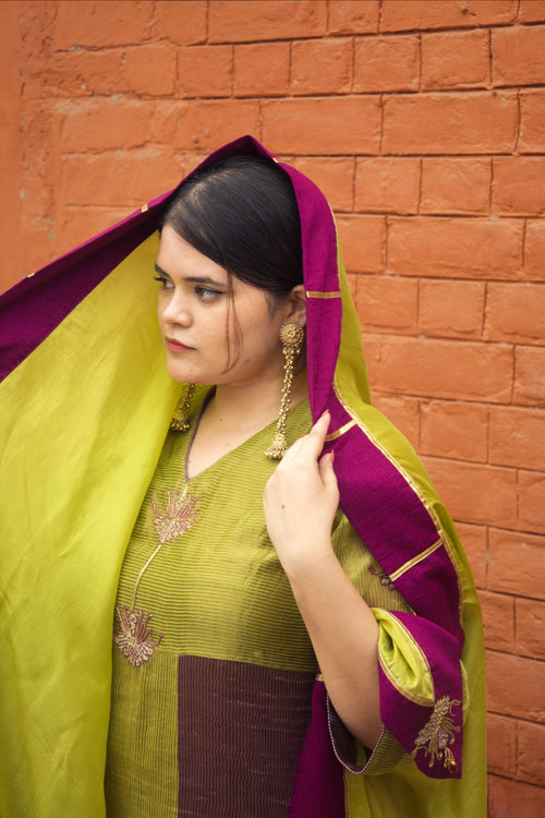 Harini Hand-Embroidered Kurta, Pants and Dupatta set - Indian Summer