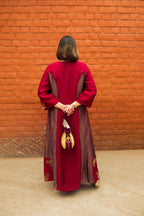 Mehar Hand-Embroidered Stripped Tissue Paneeled Long Dress