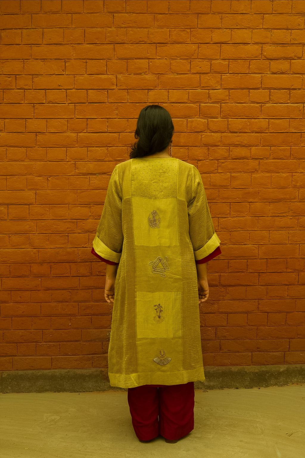 Vasantika Hand-Embroidered Kurta, Pants and Jacket set