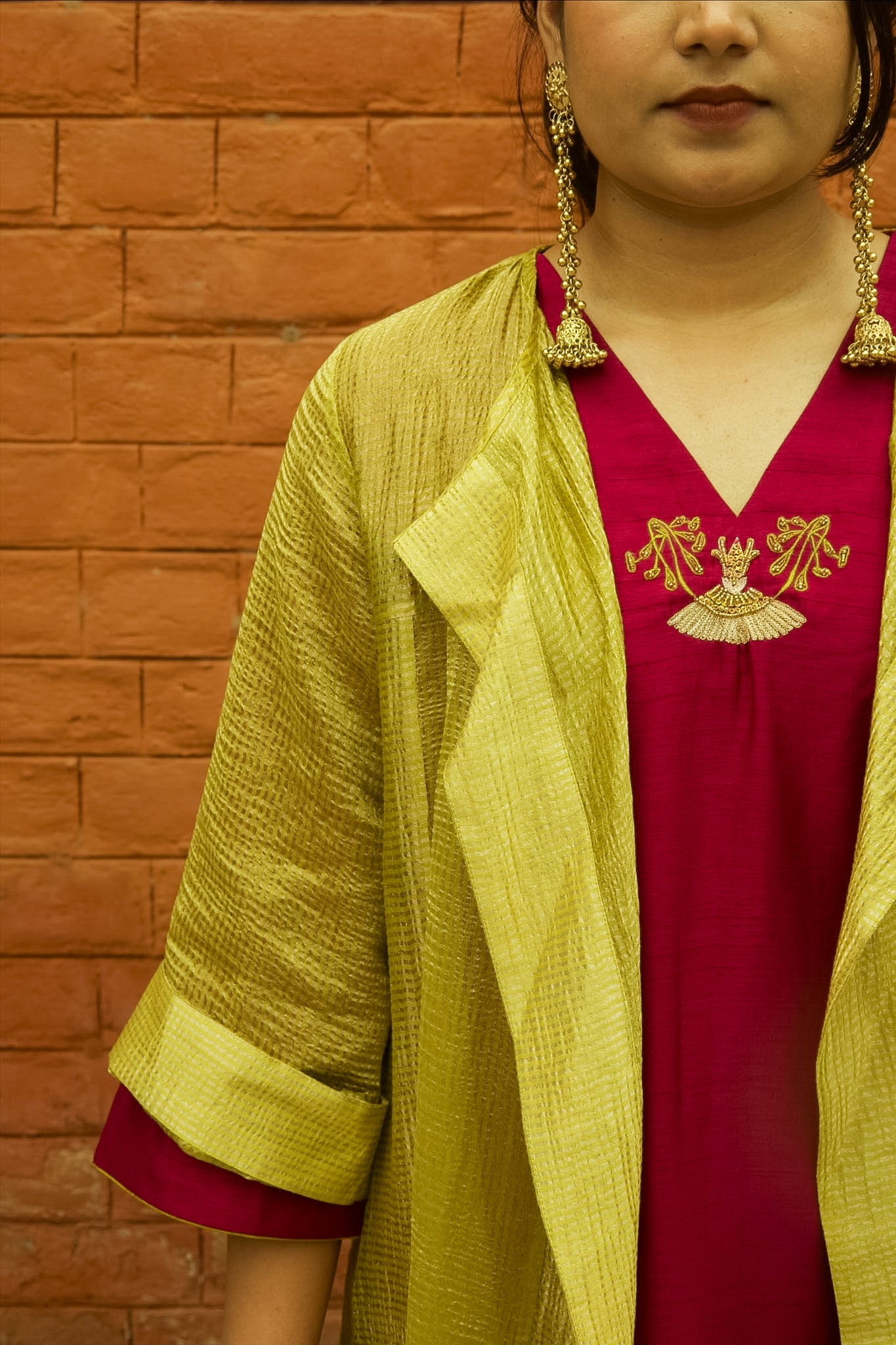 Vasantika Hand-Embroidered Kurta, Pants and Jacket set