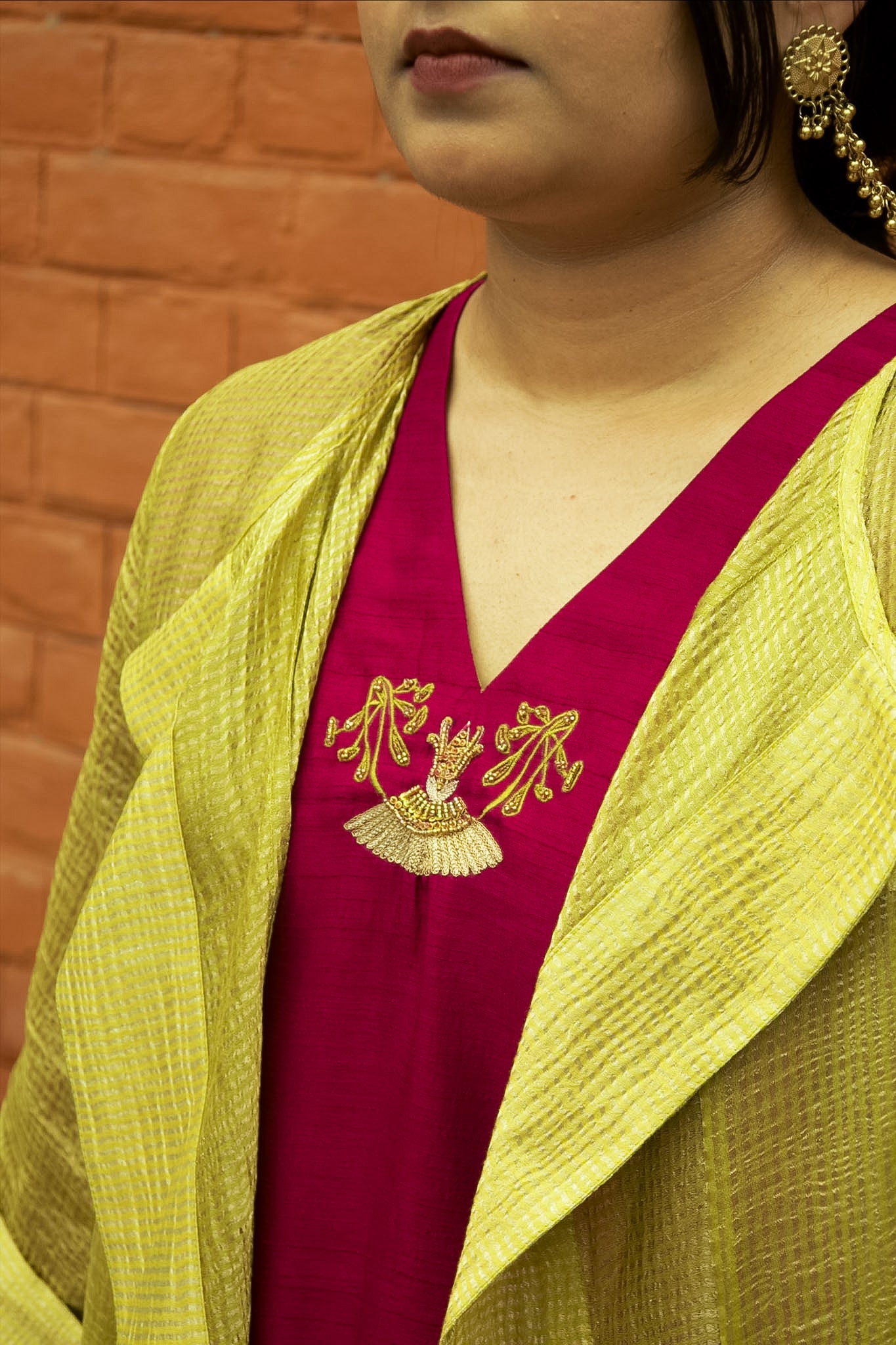 Vasantika Hand-Embroidered Kurta, Pants and Jacket set