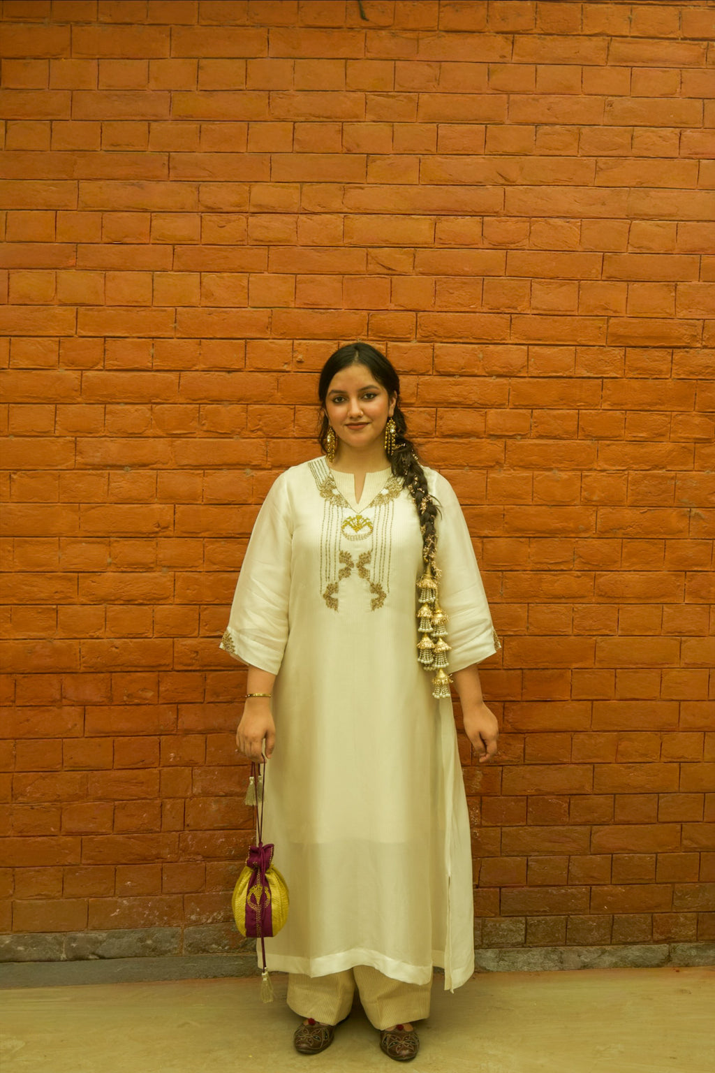 Vrinda Mehfil Stripped Tissue Kurta nand Pants with Overlay Kurta