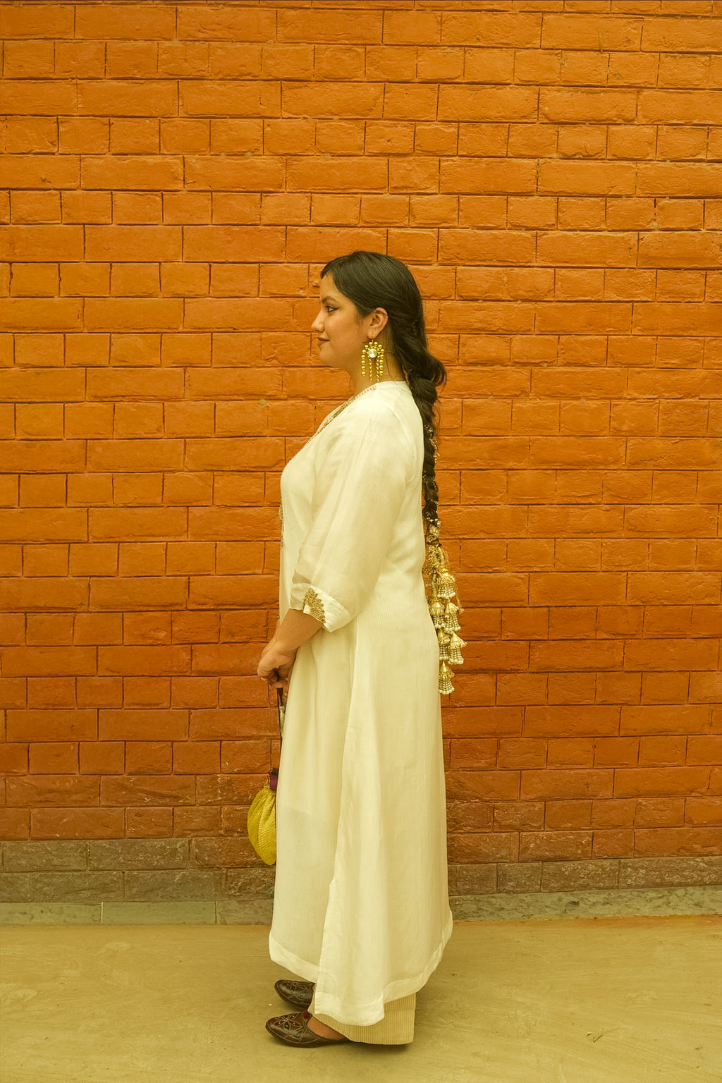 Vrinda Mehfil Stripped Tissue Kurta nand Pants with Overlay Kurta