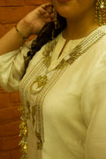 Vrinda Mehfil Stripped Tissue Kurta nand Pants with Overlay Kurta
