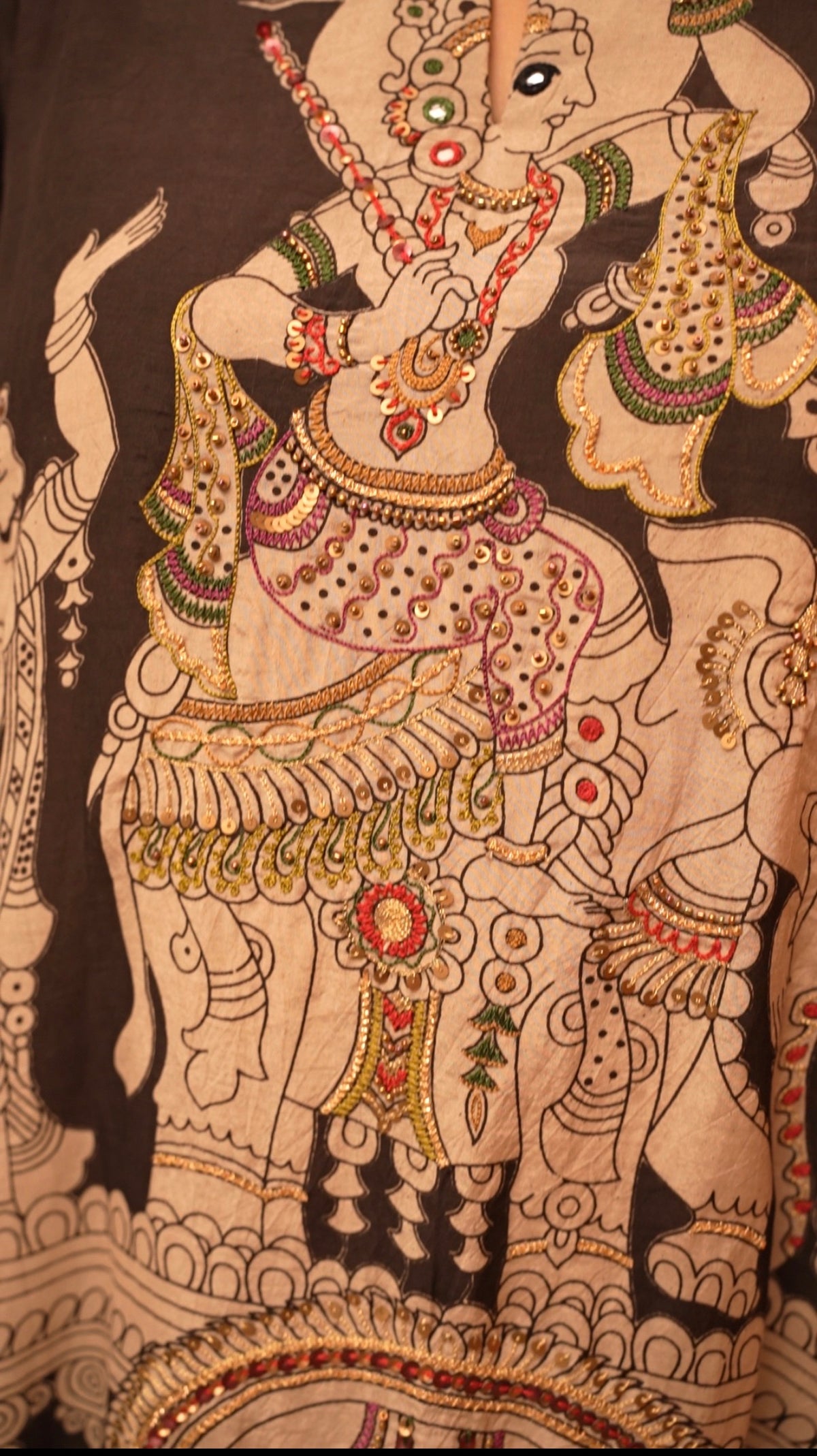 Trimurti Kalamkari Short Kurta and Pants Set