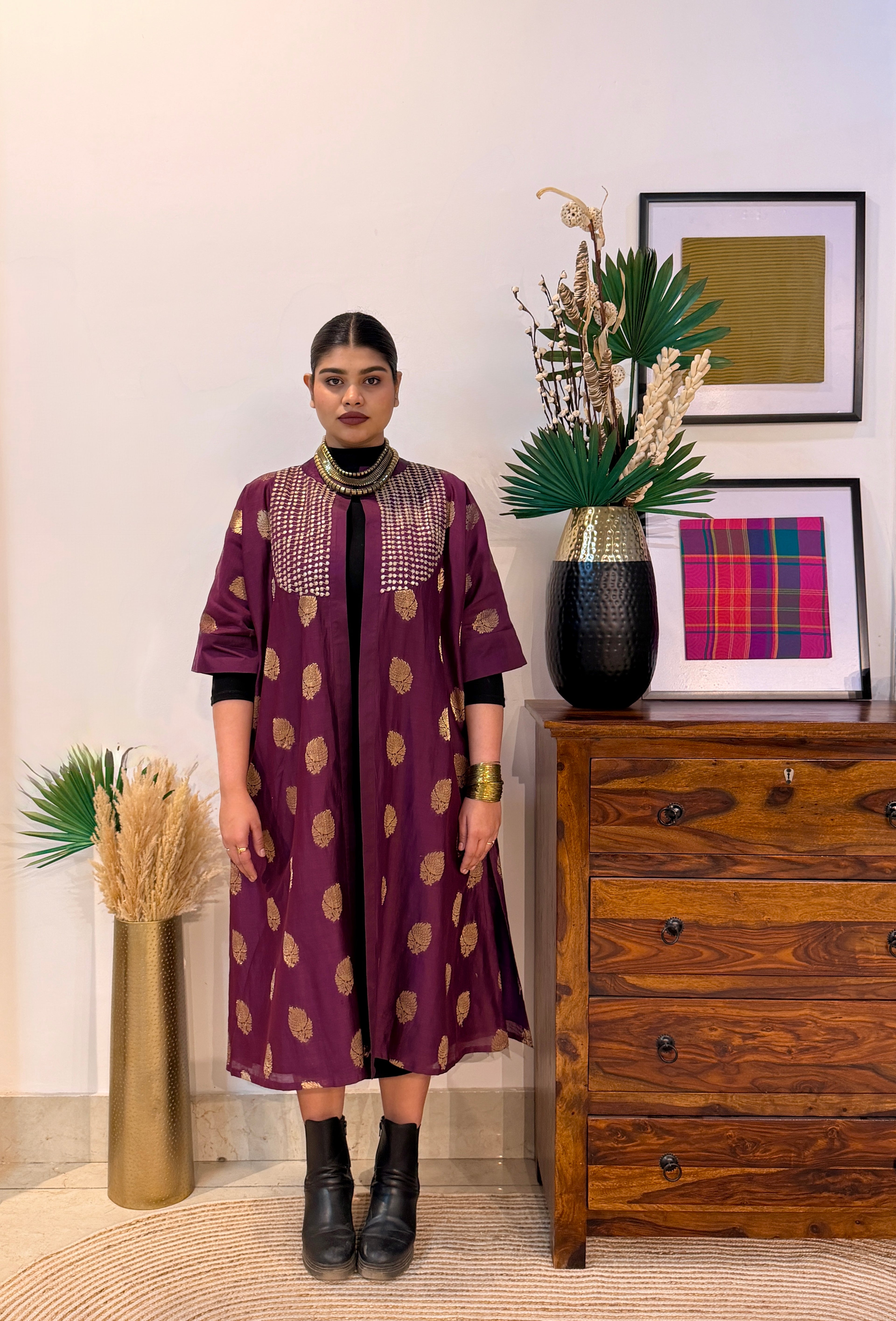 Amara Purple Chanderi Silk Overlay