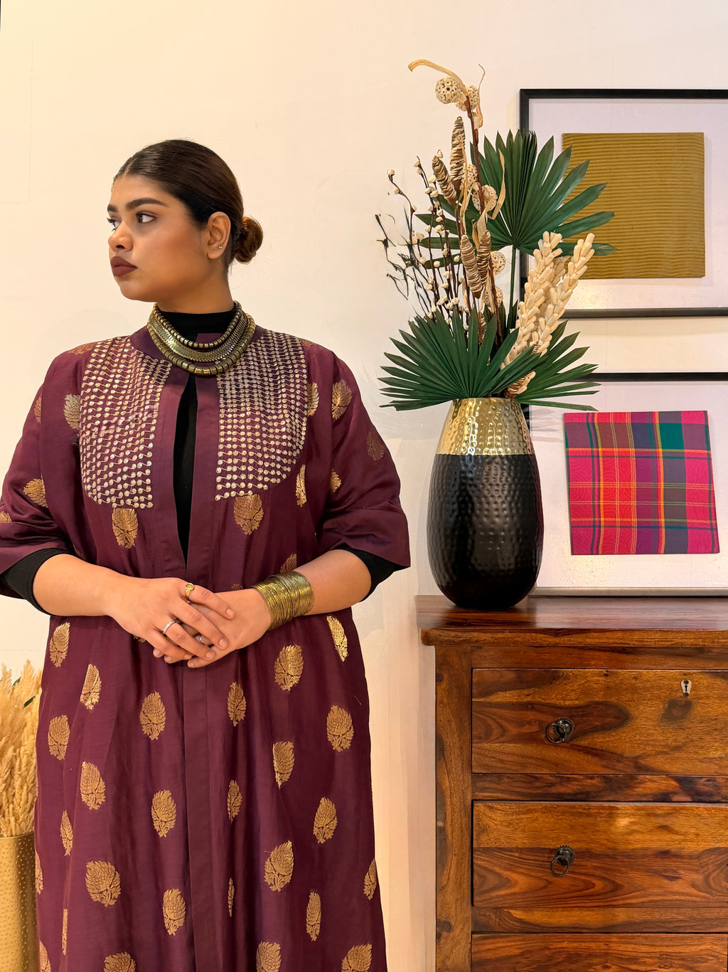 Amara Purple Chanderi Silk Overlay