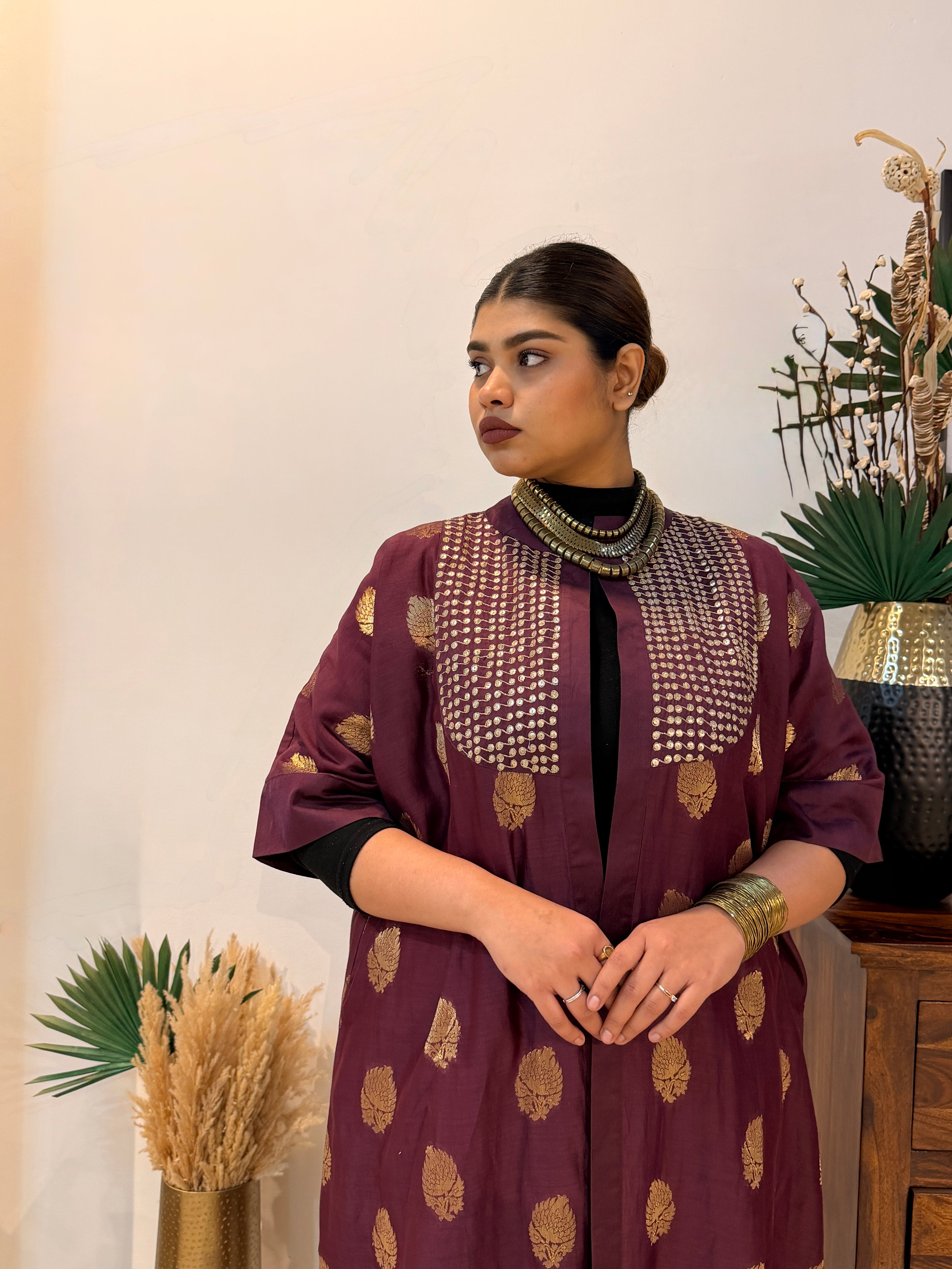Amara Purple Chanderi Silk Overlay