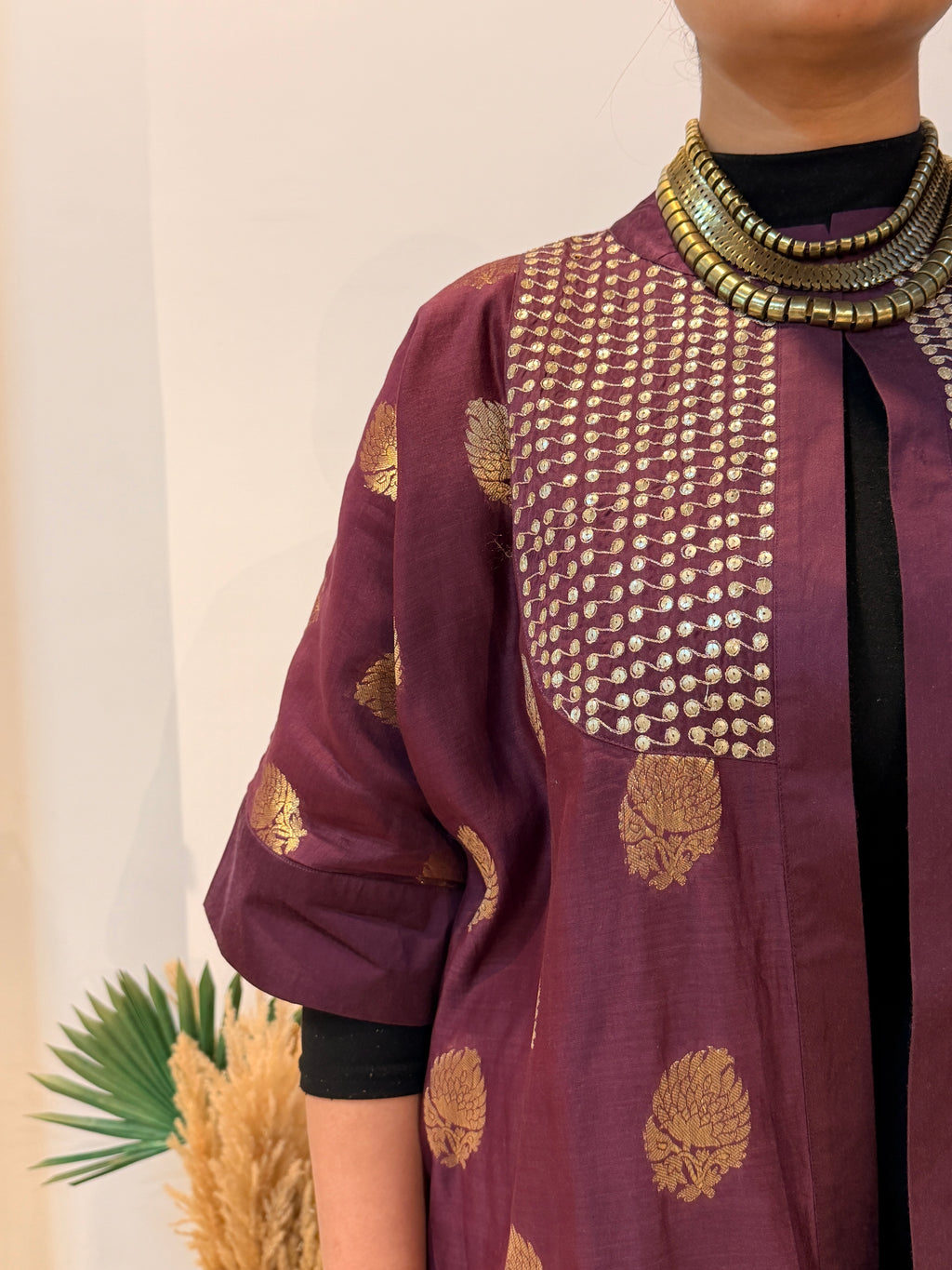 Amara Purple Chanderi Silk Overlay