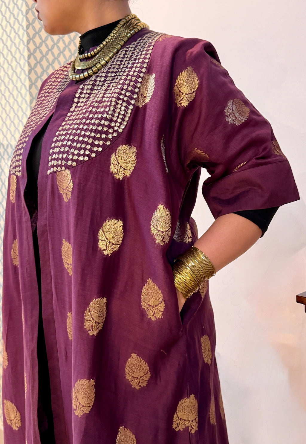 Amara Purple Chanderi Silk Overlay