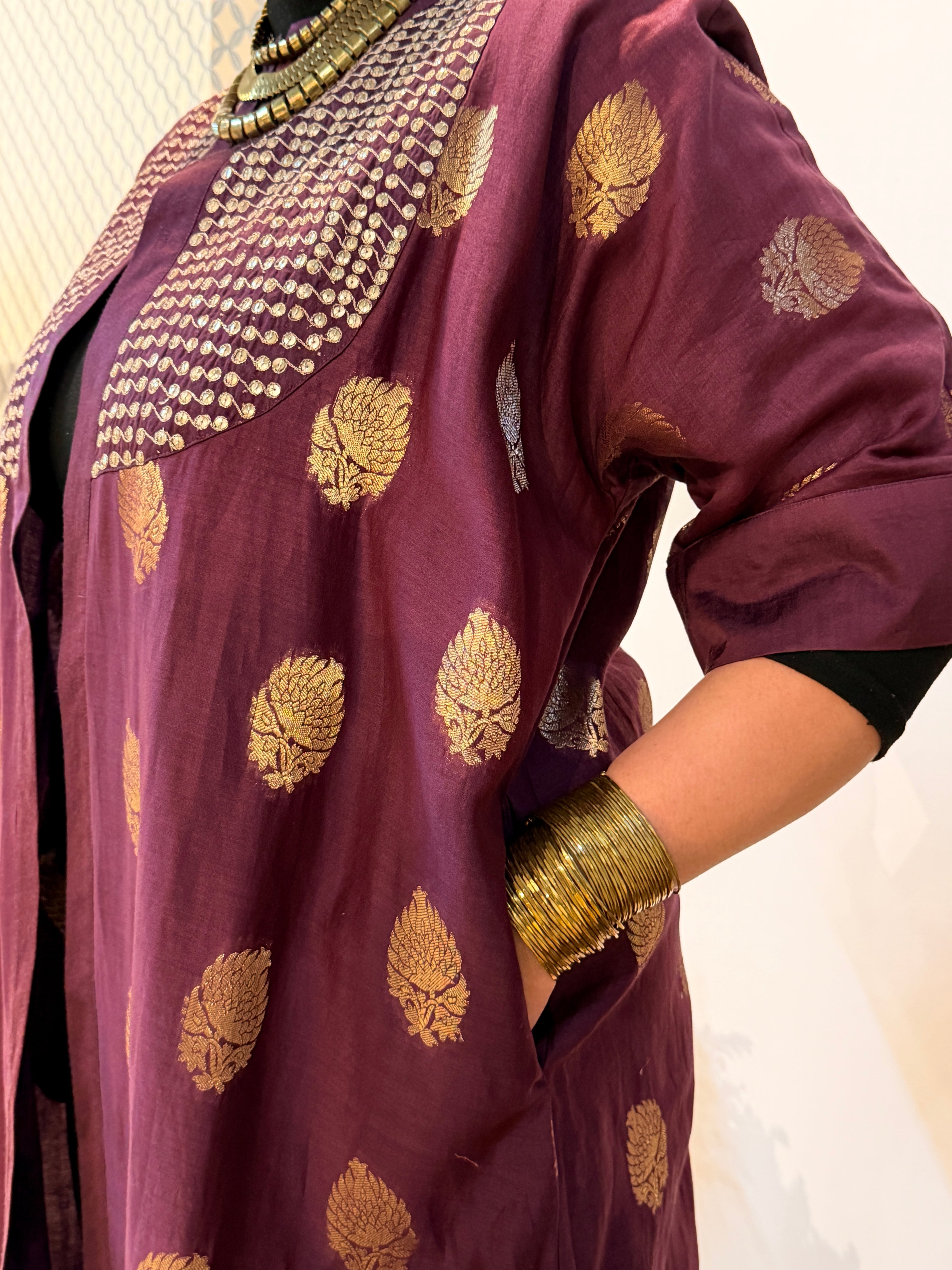 Amara Purple Chanderi Silk Overlay