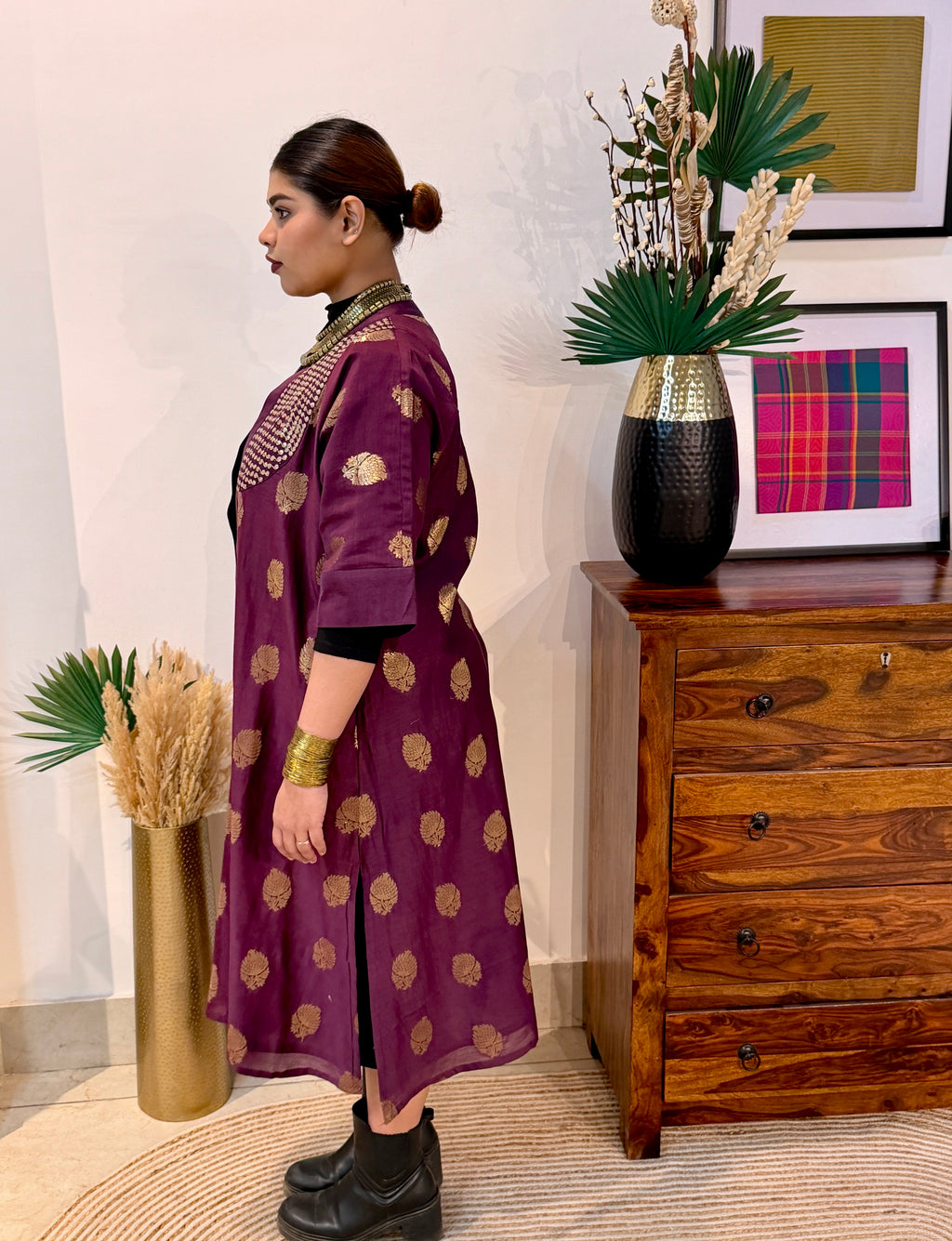 Amara Purple Chanderi Silk Overlay