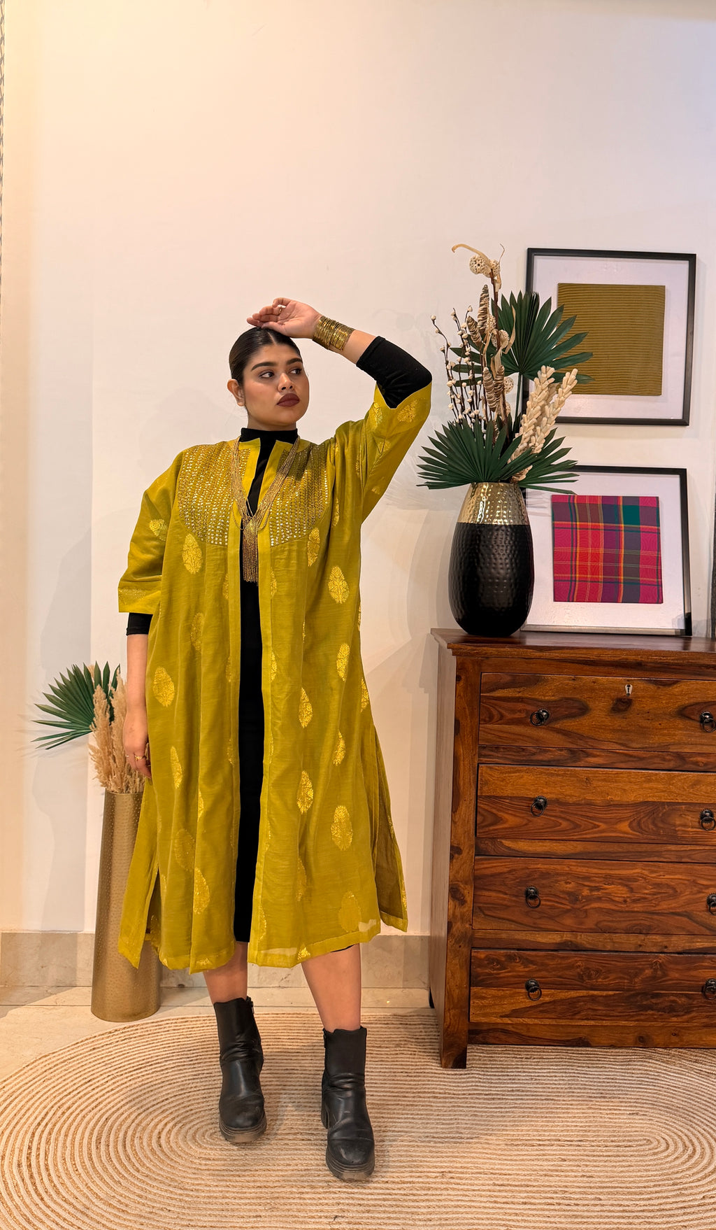 Aranya Gold Chanderi Silk Overlay