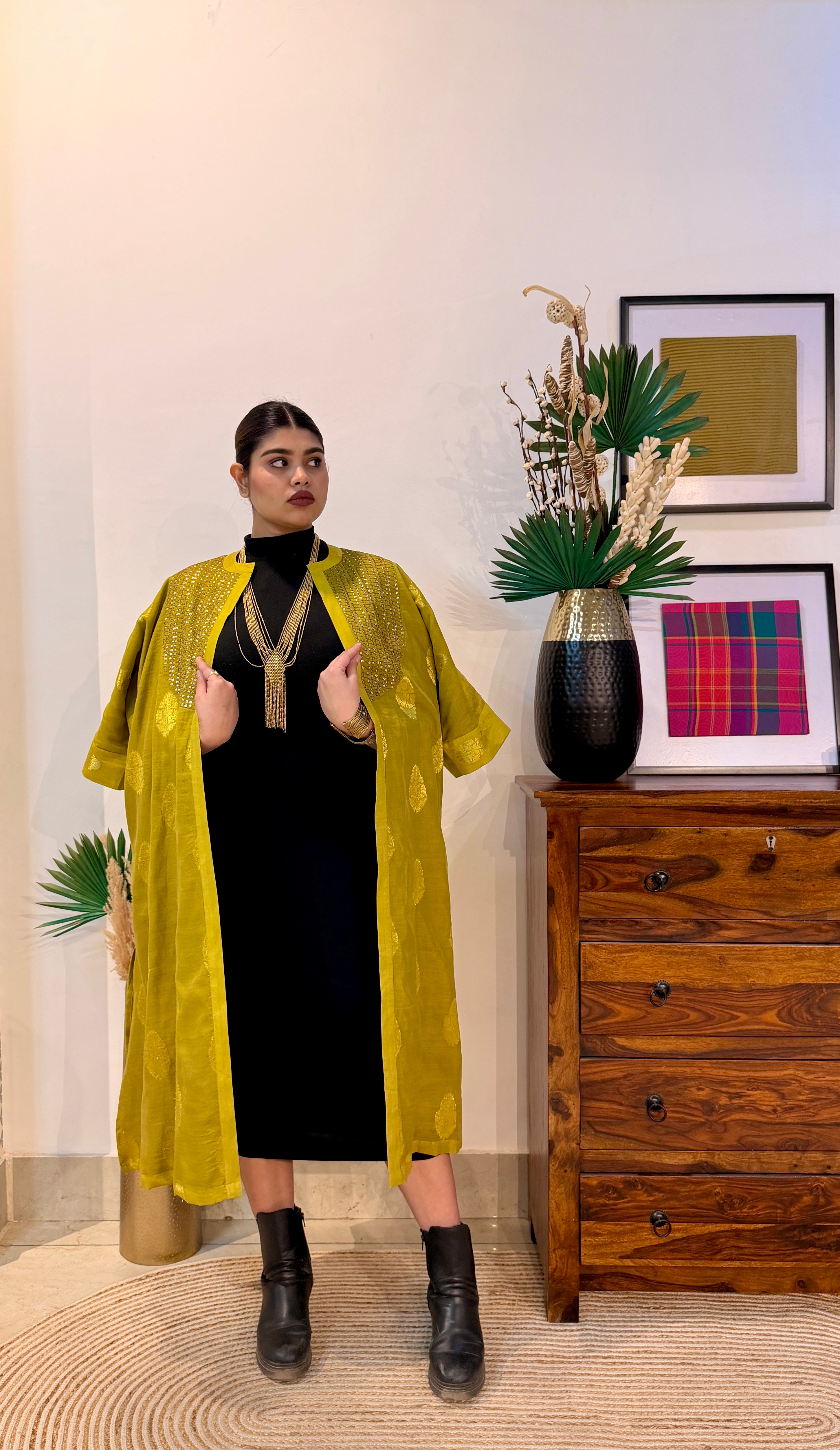 Aranya Gold Chanderi Silk Overlay