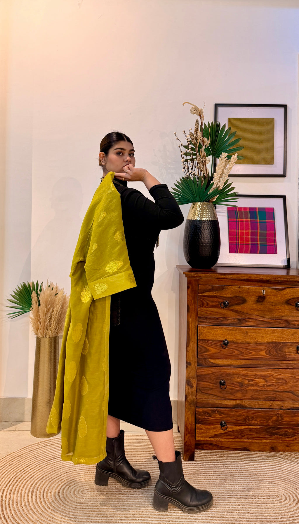 Aranya Gold Chanderi Silk Overlay