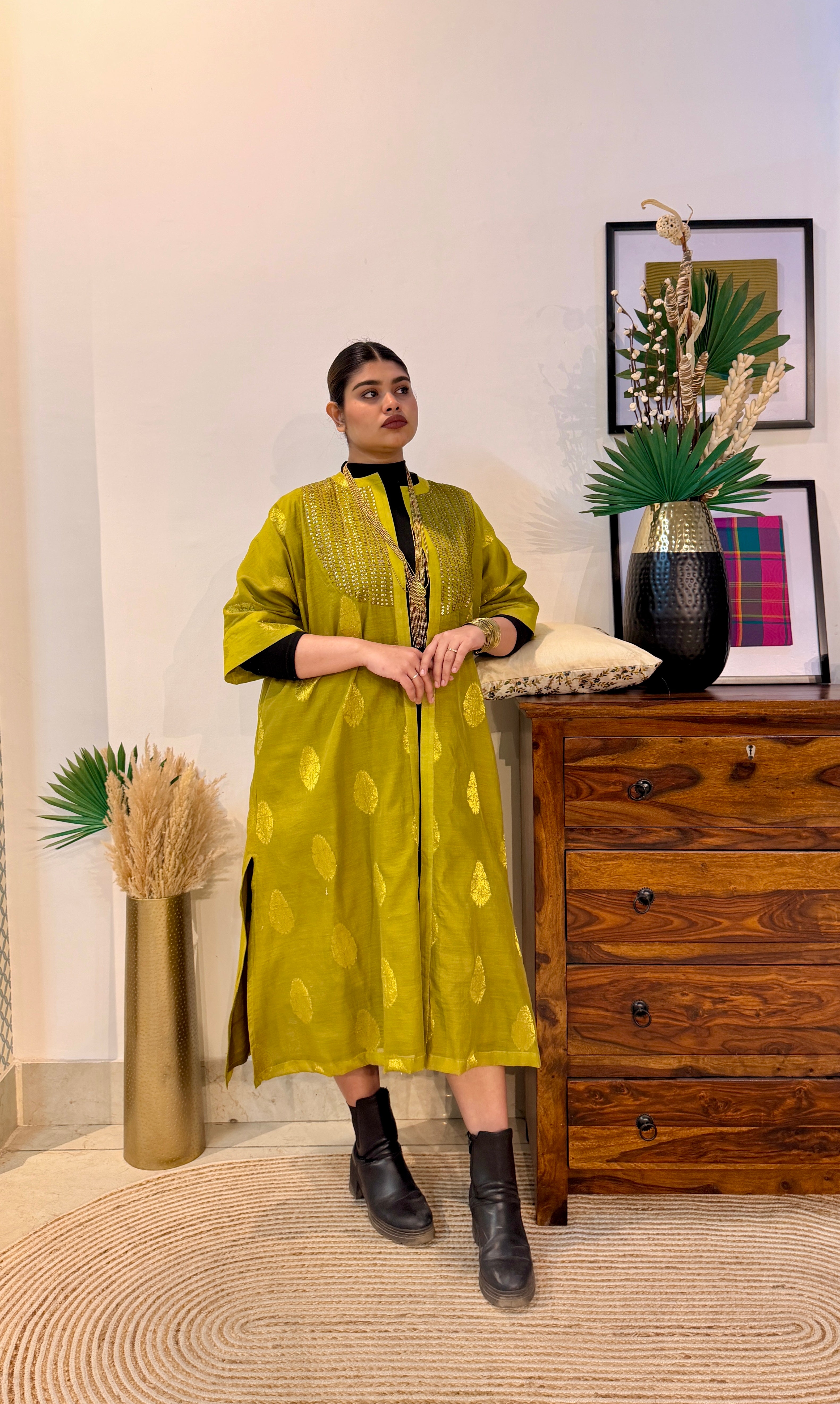 Aranya Gold Chanderi Silk Overlay