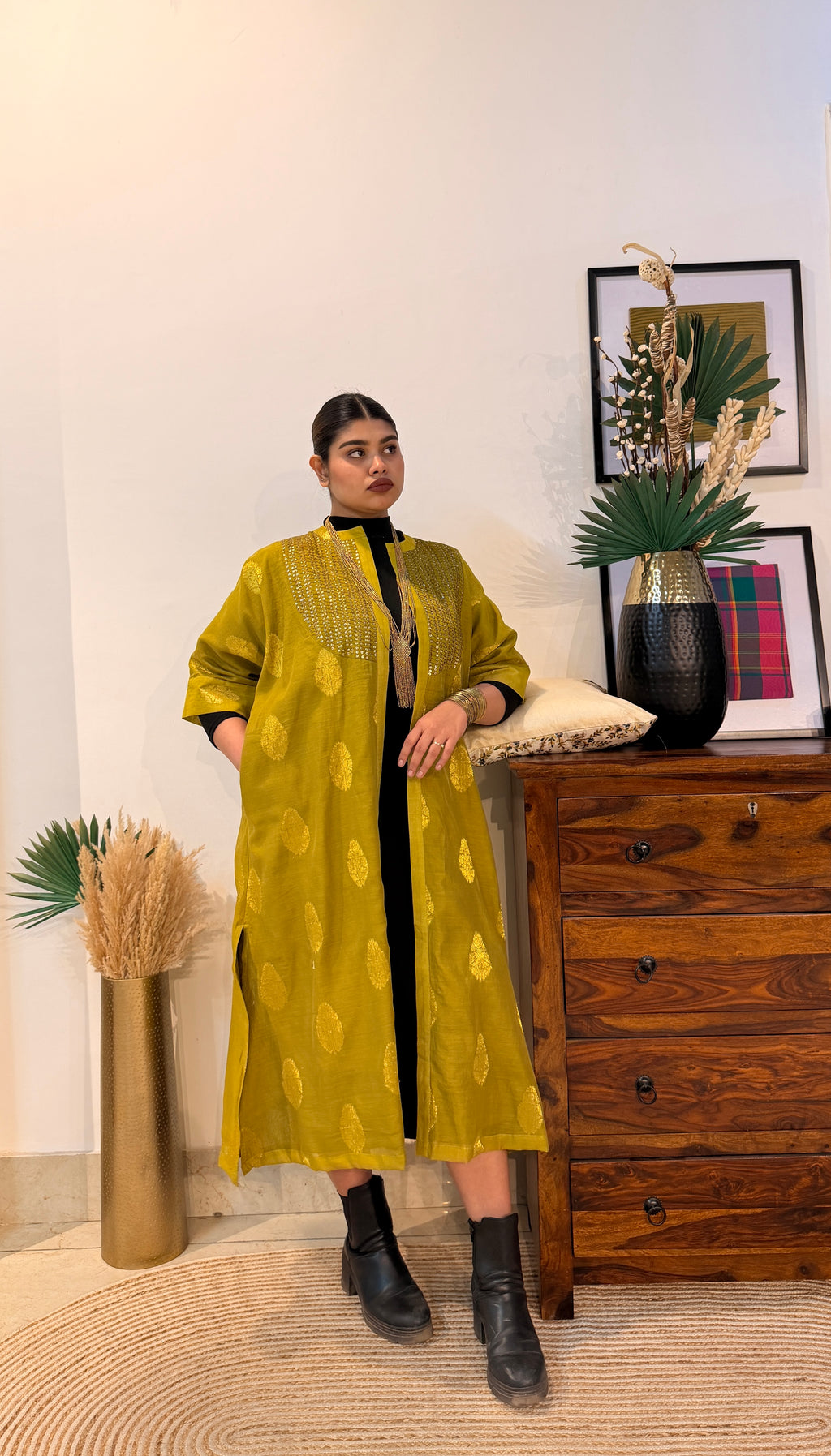 Aranya Gold Chanderi Silk Overlay