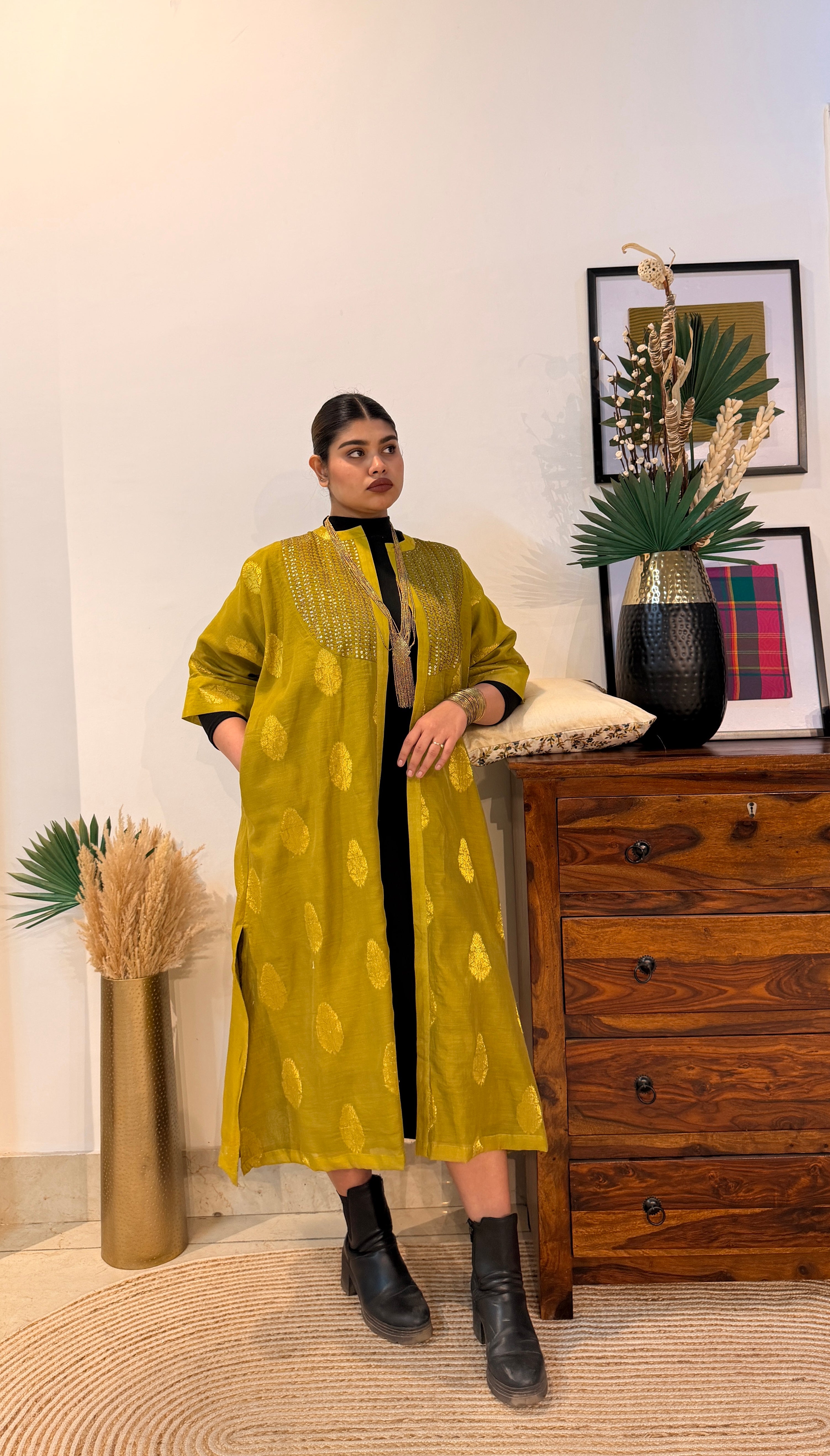 Aranya Gold Chanderi Silk Overlay