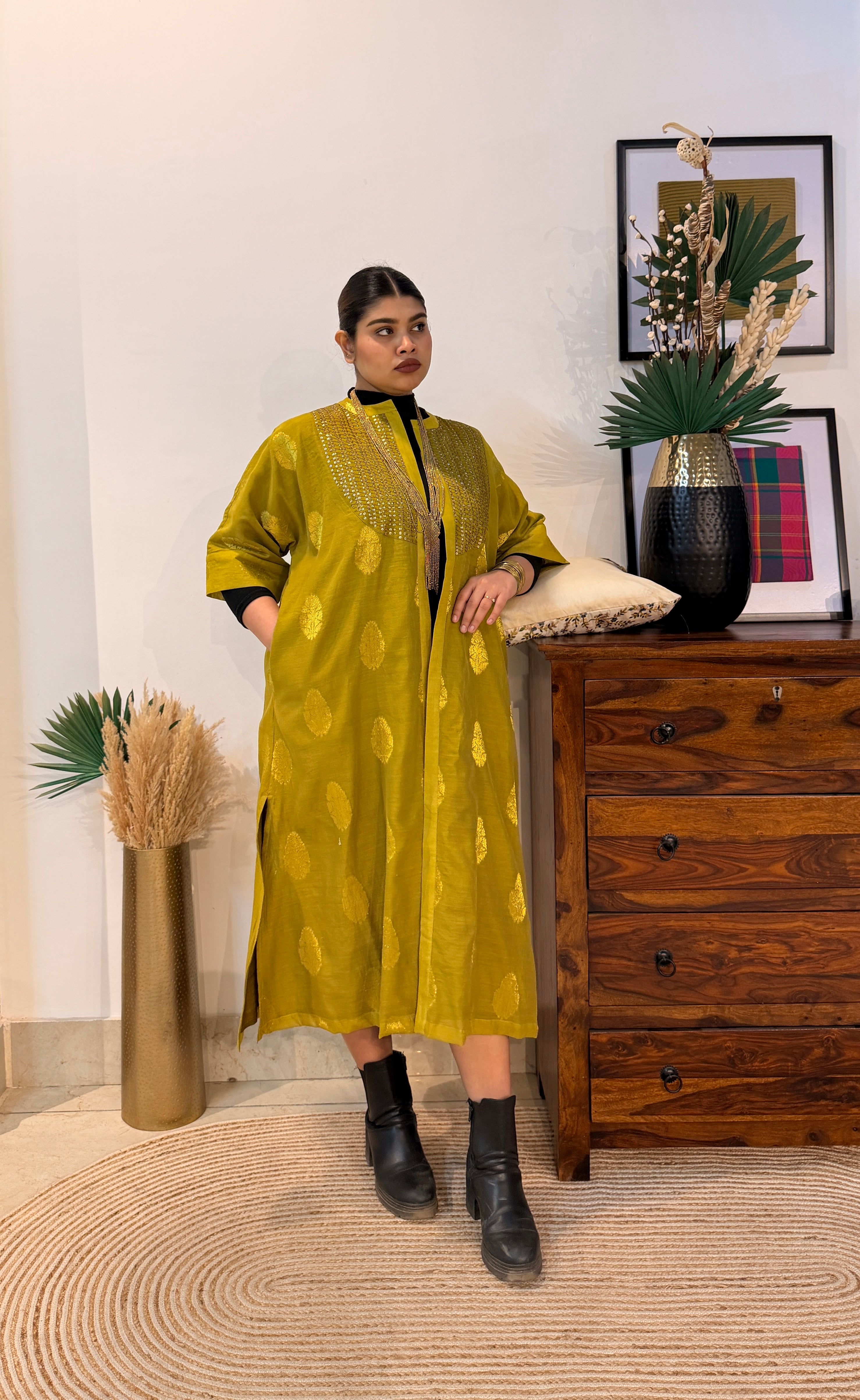 Aranya Gold Chanderi Silk Overlay