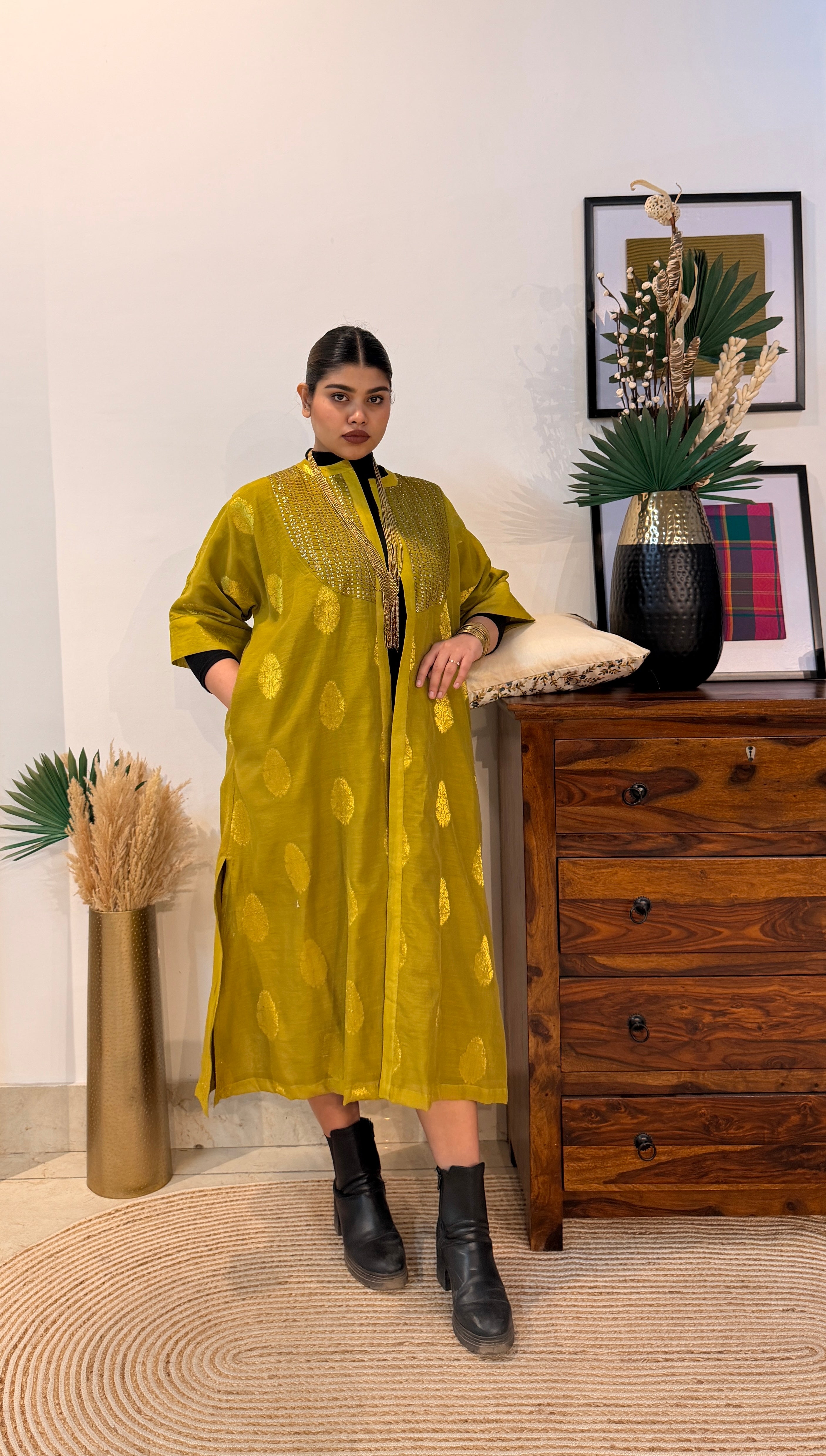 Aranya Gold Chanderi Silk Overlay