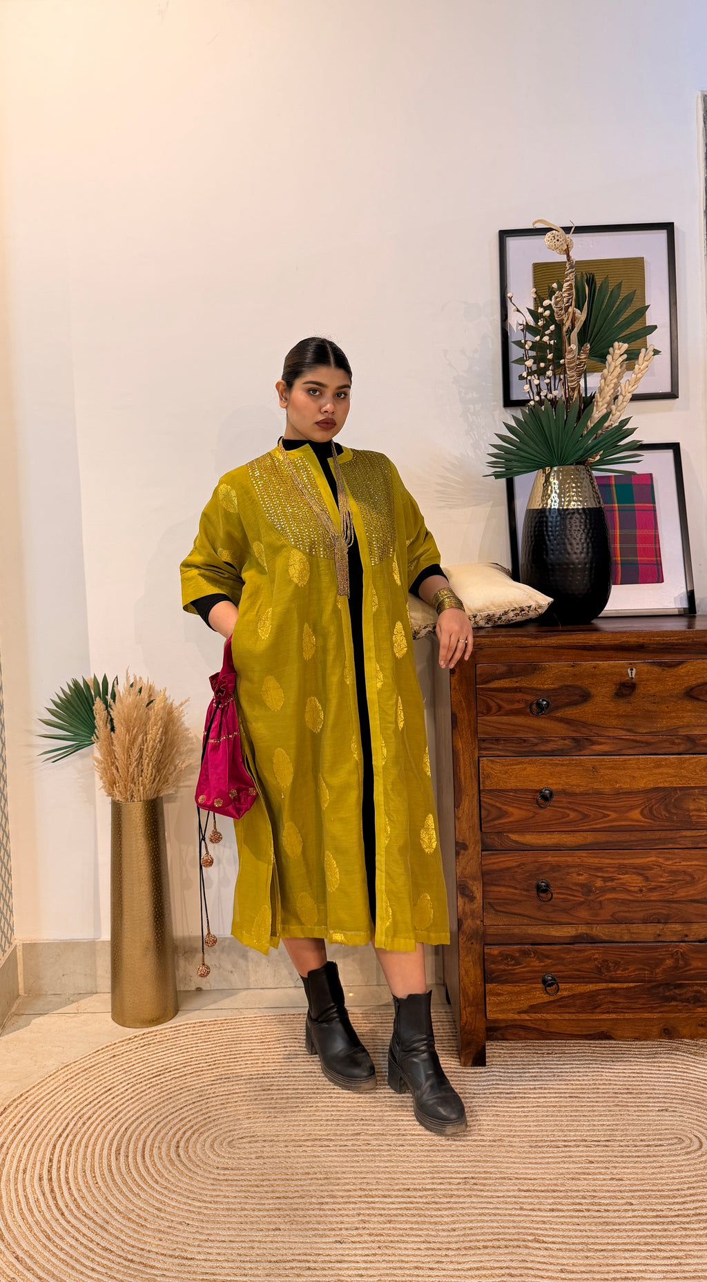 Aranya Gold Chanderi Silk Overlay